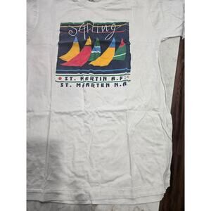 New Old Stock Adult T Shirt 1980s Large St Martin AF Souvenir 100% Cotton